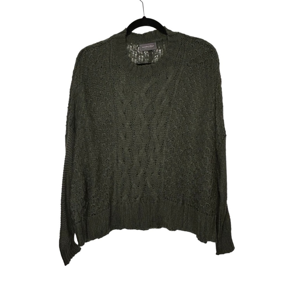 Wooden Ships Forrest Green Loose Cable-knit Pullover Sweater Sz S/M